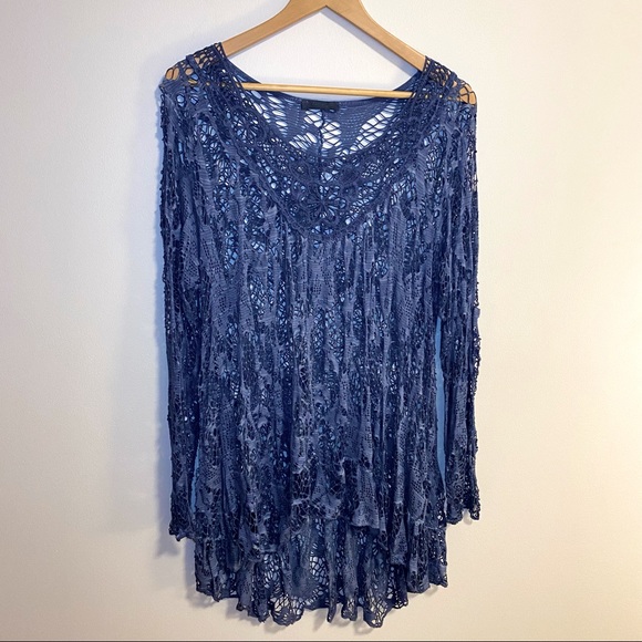 Bella Amore Other - Bella Amore Blue Mesh/Crochet Swimsuit Coverup